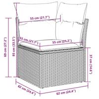 6-delige Loungeset met kussens poly rattan lichtgrijs - thumbnail