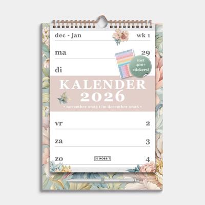 A4 Spiraalkalender 2026 Vintage Bloemen