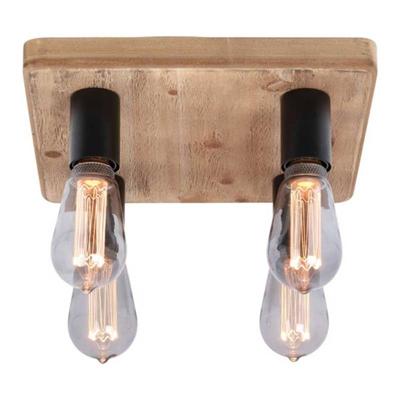 Freelight Plafondlamp Lenero 4 Lichts 40 x 40 cm hout zwart