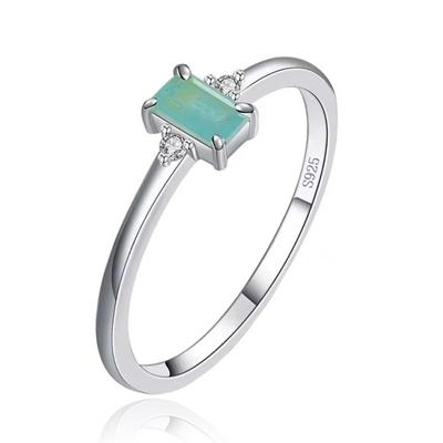 Elenza Sterling .925 Zilveren Ring met Smaragdgroene Steen en Zirkonia-18mm