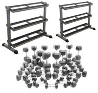 RS Sports Voordeelset Hexa dumbells l 1 t/m 30 kg + 2x dumbellrek 3 laags - thumbnail