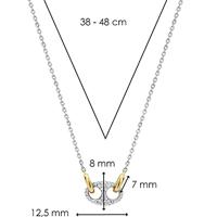 TI SENTO-Milano 3986ZY Ketting Koffieboonschakel zilver-zirconia 38-48 cm - thumbnail