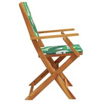 Tuinstoelen 2 st bladpatroon massief acaciahout en stof - thumbnail