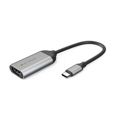 HYPER HD-H8K-GL USB-C / HDMI Adapter [1x USB-C stekker - 1x HDMI-bus] Zilver