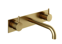 Hotbath Cobber afbouwdeel wastafelmengkraan met achterplaat en 18 cm uitloop geborsteld messing (goud) PVD CB006TEXT18BBP - thumbnail