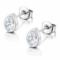 Cilla Jewels Oorknopjes Zilverkleurig Druppel Zirkonia - thumbnail