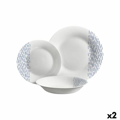 Serviesset Vivalto Blauw Wit Opaal glas Regen 18 Onderdelen (2 Stuks)
