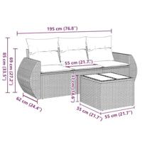4-delige Loungeset met kussens poly rattan zwart - thumbnail
