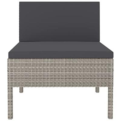 Tuinstoelen 3 st met kussens poly rattan grijs - thumbnail