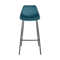 Dutchbone Barkruk 'Franky' Velvet (zithoogte 80cm), kleur Petrol - thumbnail