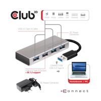 Club 3D CSV-1431 USB 3.0 Hub 4-Port met voeding zilver - thumbnail