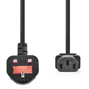 Nedis Stroomkabel | UK Male | IEC-320-C13 | Gehoekt | Recht | Vernikkeld | 2.00 m | Rond | PVC | Zwart | Label - CEGL11100BK20