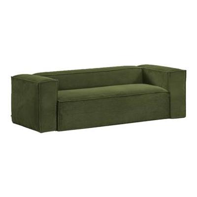 Kave Home 2-zits Bank 'Blok' 210cm, Rib, kleur Donkergroen