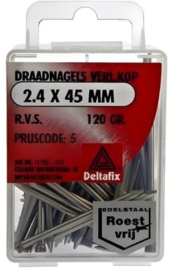 Draadnagel vk 2,4x45mm rvs 120gr Deltafix - Deltafix Draadnagel vk 2,4x45mm rvs 120gr Deltafix - Deltafix