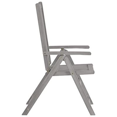Tuinstoelen 2 st verstelbaar massief acaciahout grijs - thumbnail