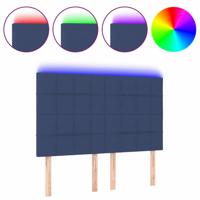 Hoofdbord LED 144x5x118/128 cm stof blauw - thumbnail