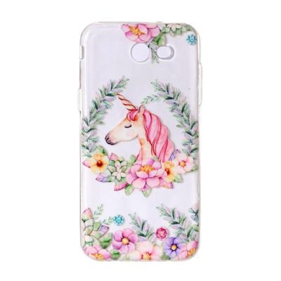 Voor Galaxy J3 (2017) (Amerikaanse versie) bloem Unicorn patroon Embossment TPU beschermende back cover Case