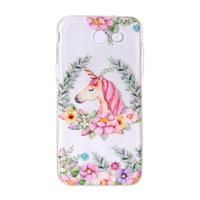 Voor Galaxy J3 (2017) (Amerikaanse versie) bloem Unicorn patroon Embossment TPU beschermende back cover Case - thumbnail