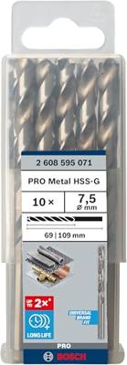 Bosch Accessories 2608595071 HSS Metaal-spiraalboor 7.5 mm Gezamenlijke lengte 109 mm Geslepen DIN 338 Cilinderschacht 10 stuk(s)