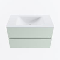 MONDIAZ VICA 80cm badmeubel onderkast Greey 2 lades. Wastafel CLOUD midden zonder kraangat, kleur Talc. - thumbnail