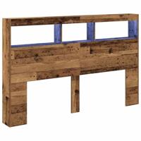 Hoofdbordkast met LED 160x17x102 cm oud hout - thumbnail