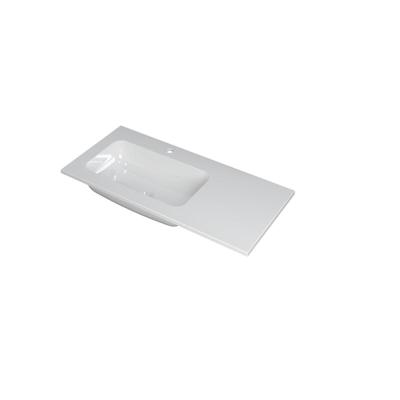 INK Faktor Wastafel Polystone Links met 1 Kraangat - 1000x450x15 mm - Glans Wit