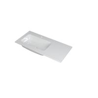 INK Faktor Wastafel Polystone Links met 1 Kraangat - 1000x450x15 mm - Glans Wit - thumbnail