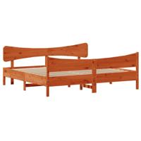 Bedframe zonder matras massief grenenhout wasbruin 200x200 cm - thumbnail