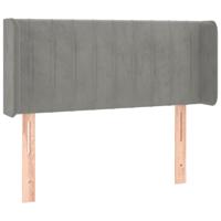 Hoofdbord met randen 203x16x118/128 cm fluweel lichtgrijs - thumbnail