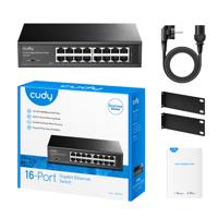 Cudy GS1016 Unmanaged Gigabit Switch voor bedrijven (16 poorten, automatische detectie, 1000 Mbit/s, prestatieoptimalisatie, plug and play), zwart - thumbnail