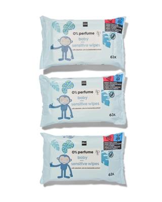 HEMA Baby lotiondoekjes zonder parfum - 3x63 stuks