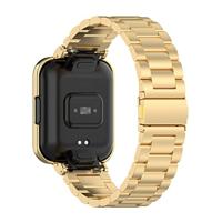 Stalen schakelband met case - Goud - Xiaomi Redmi Watch 2 (Lite) - thumbnail