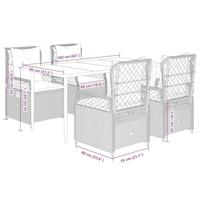 5-delige Tuinset met kussens poly rattan lichtgrijs - thumbnail