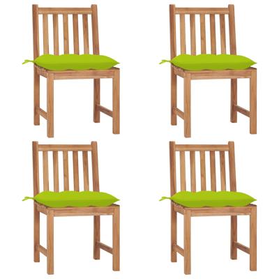 Tuinstoelen 4 st met kussens massief teakhout