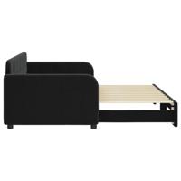 Slaapbank met onderschuifbed 90x200 cm fluweel zwart - thumbnail