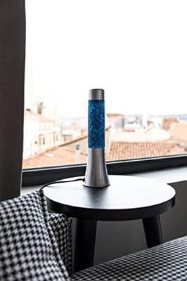 Mini Lavalamp Met Glitters - Zilver/blauw