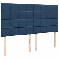 Boxspring met matras stof blauw 200x200 cm - thumbnail