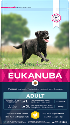 EUKANUBA premium hondenvoer met kip voor grote rassen - droogvoer voor volwassen honden, 3 kg