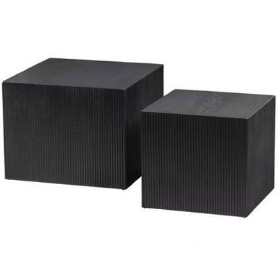 WOOOD Vierkante Bijzettafel 'Sanne' Set van 2 stuks, kleur zwart