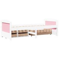 Slaapbank met 5 lades zonder matras IRUN 90x200 cm wit en roze - thumbnail