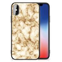iPhone X | Xs Marmeren Print Telefoonhoesje Marmer Goud - thumbnail