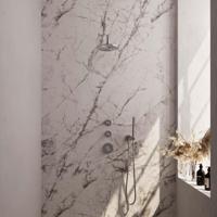 Brushed Carving thermostatische regendouche set met gebogen arm en handdouche - thumbnail