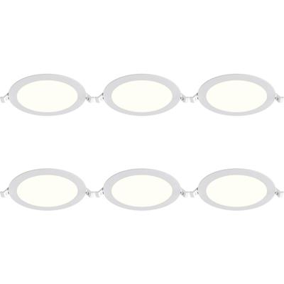LED Downlight Inbouwspot Dimbaar 6 Stuks - Brinton Thin - 12W 1120lm 120° Bundelhoek - Natuurlijk Wit 4000K - IP40 - Rond - Wit - Ø170mm Buitenmaat - Ø150mm Zaagmaat