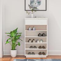 VidaXL Schoenenkast 60x34x105 cm massief grenenhout wit - thumbnail