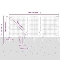 VidaXL Hek met paal grijs 1,4 x 10 m staal en pvc - thumbnail