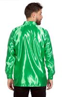 Ruchesblouse satijn groen Kevin - thumbnail