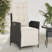 Tuinstoelen 2 st verstelbaar met voetensteun poly rattan zwart - thumbnail