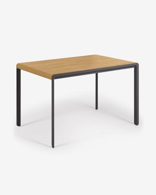Kave Home Uitschuifbare Eettafel Nadyria 120-160 x 80cm - eiken / zwart Kave Home Uitschuifbare Eettafel Nadyria 120-160 x 80cm - eiken / zwart