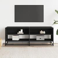 Tv-meubel 120,5x40x46 cm bewerkt hout en metaal zwart - thumbnail