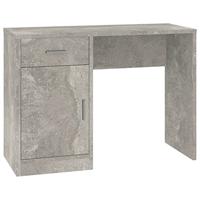 Bureau met kast en lade 100x40x73 cm bewerkt hout betongrijs - thumbnail